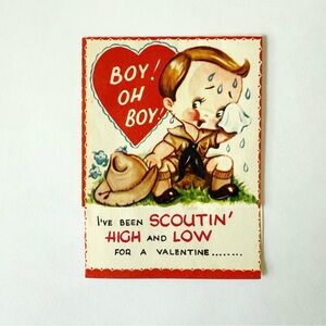 Vintage Boy Scout 1950s Valentine's Day Card Folds Out